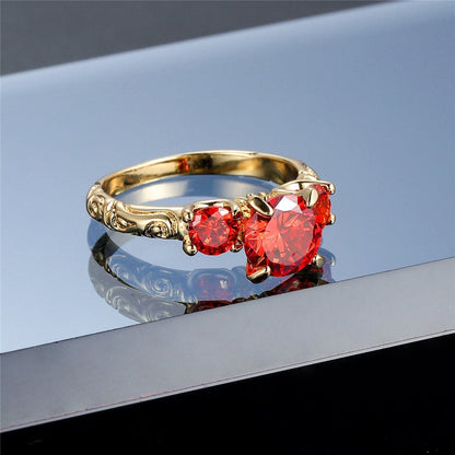 Red Crystal & Goldtone Ring-4