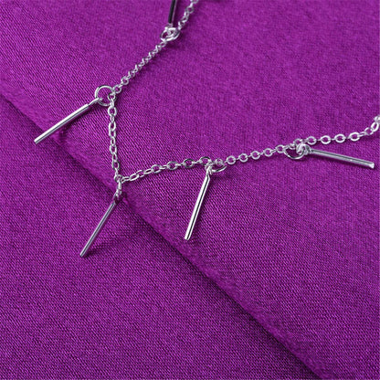 Silvertone Bar Station Anklet