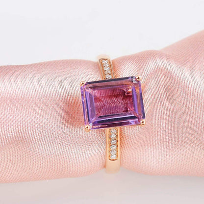Purple Crystal & Cubic Zirconia Rose Goldtone Radiant-Cut Ring
