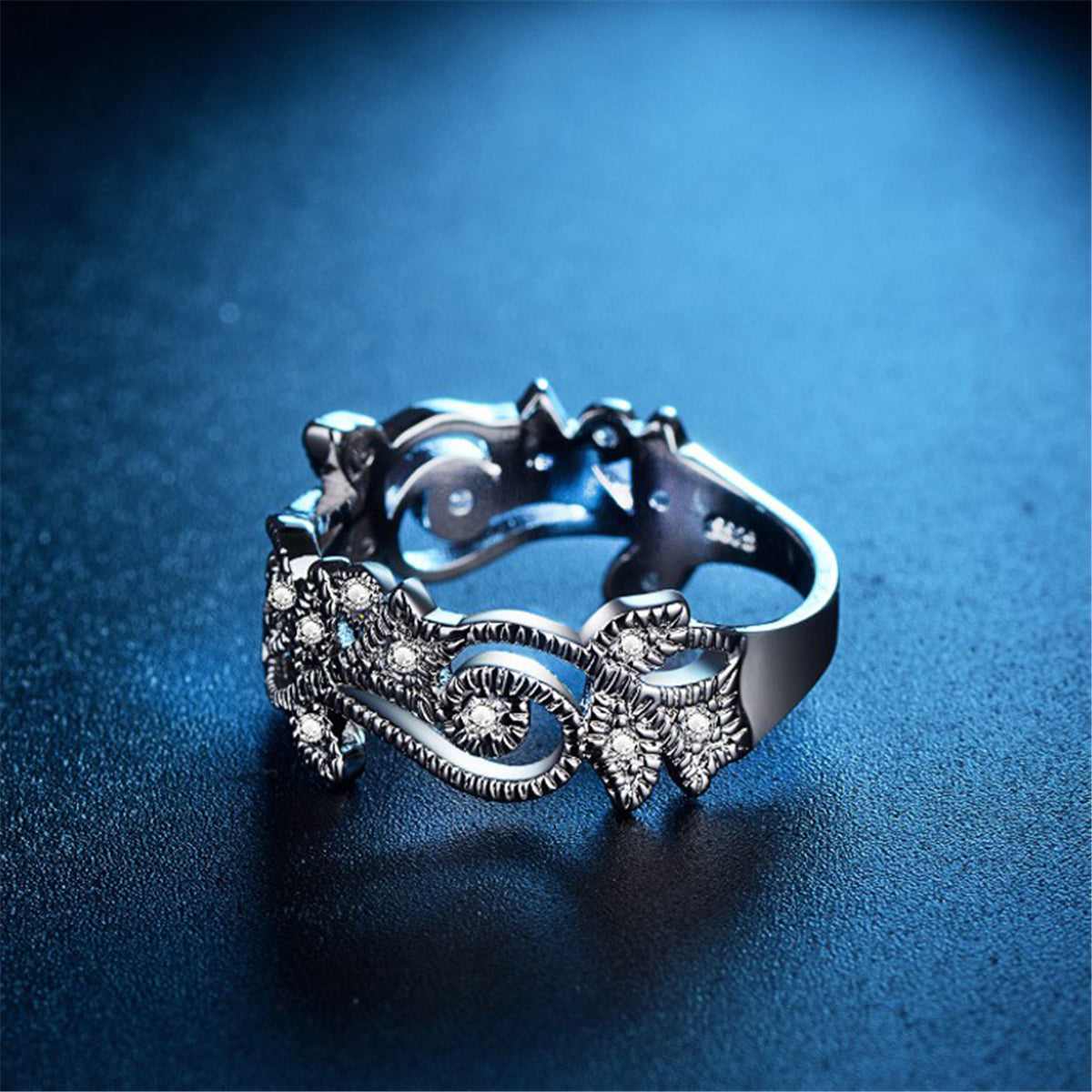 Cubic Zirconia & Silvertone Botany Ring-4