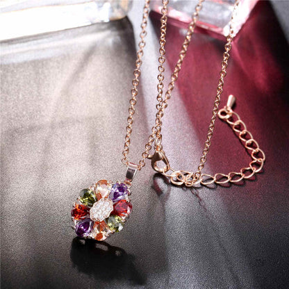 Jewel-tone Crystal & Cubic Zirconia Rose Goldtone Petal Necklace