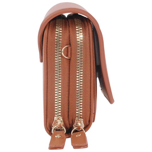 Donna & Becky Leilani Double Zipper Phone Crossbody W/Metal Bar