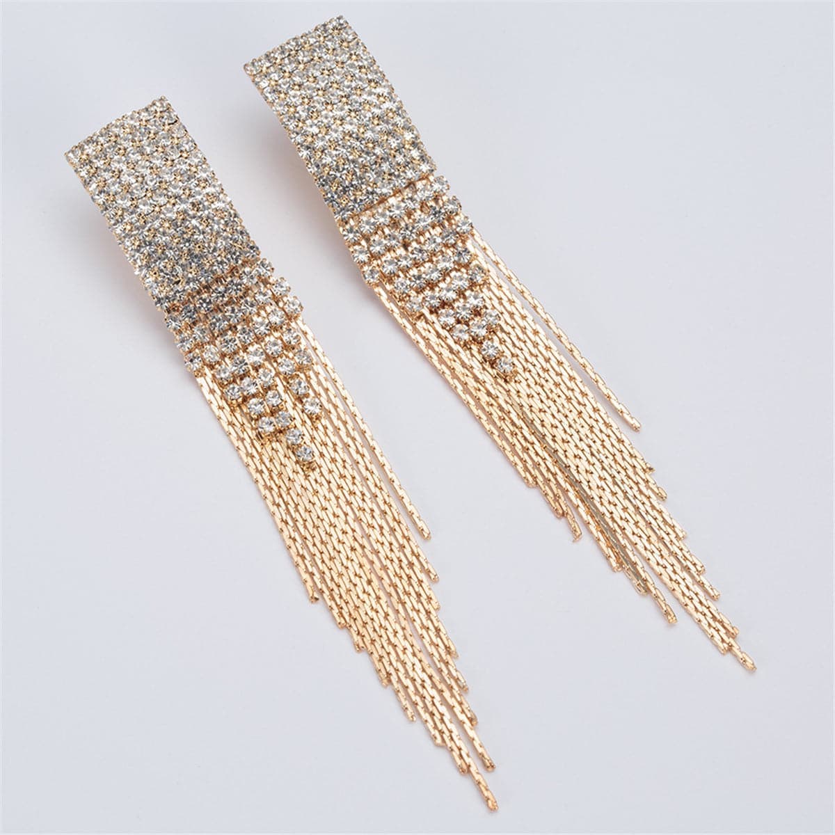 Cubic Zirconia & Goldtone Pavé Tassel Drop Earrings