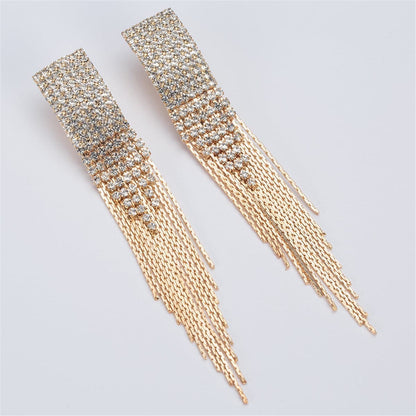 Cubic Zirconia & Goldtone Pavé Tassel Drop Earrings