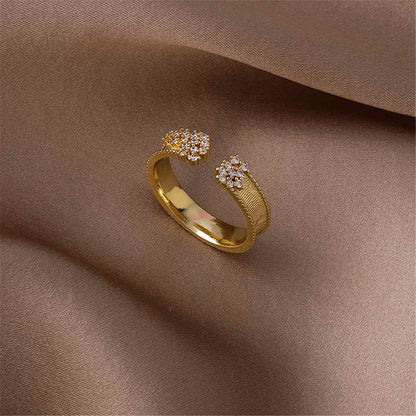 Cubic Zirconia & Goldtone Milgrain Cluster Bypass Ring