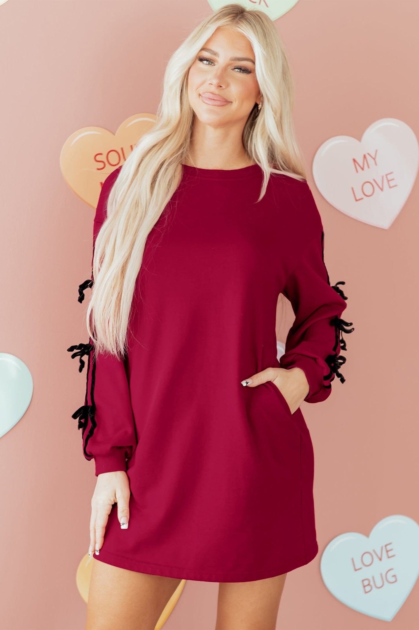 Priscilla Drop Shoulder Sweatshirt Dress - Racing Red / L - 12/14