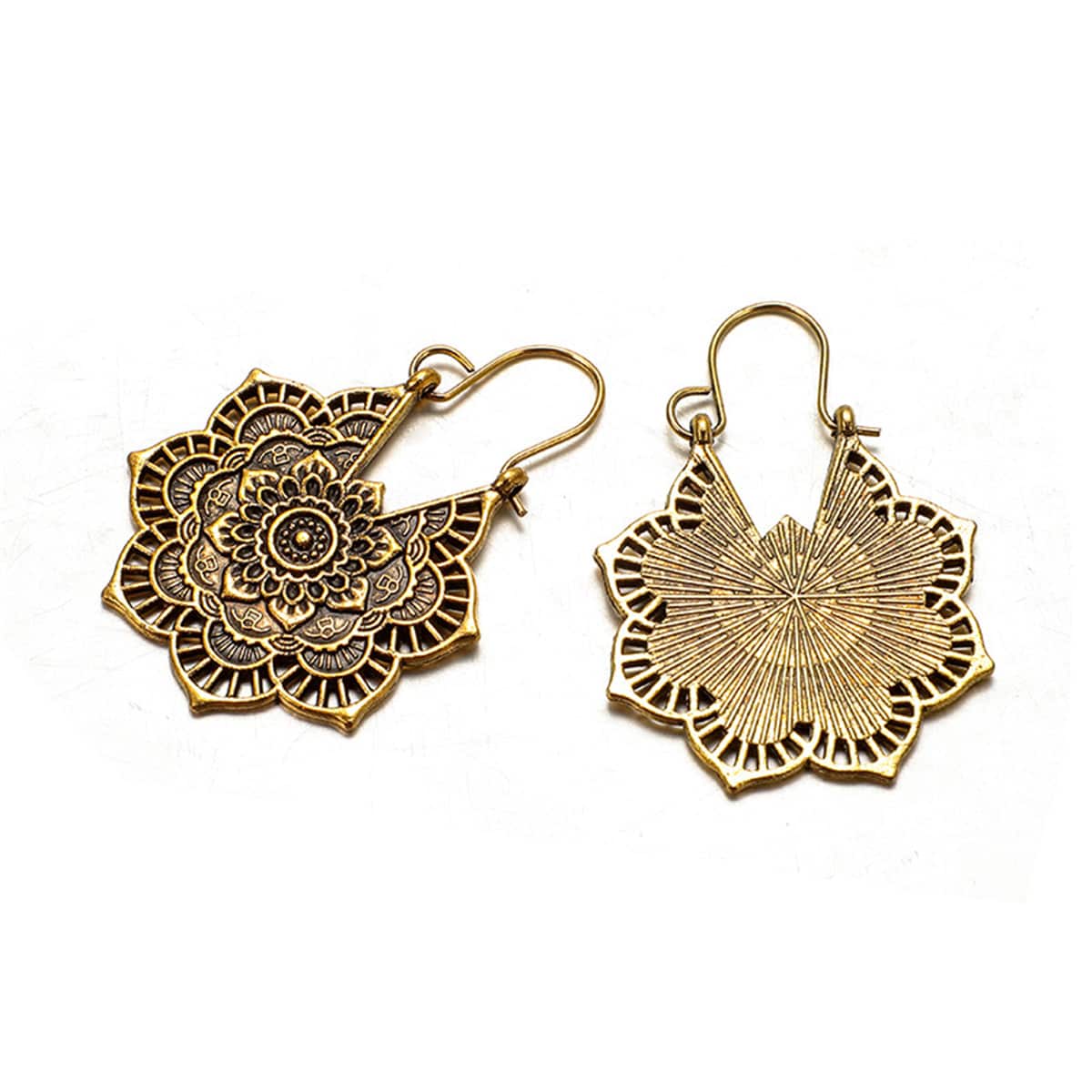 Goldtone Floral Huggie Earrings