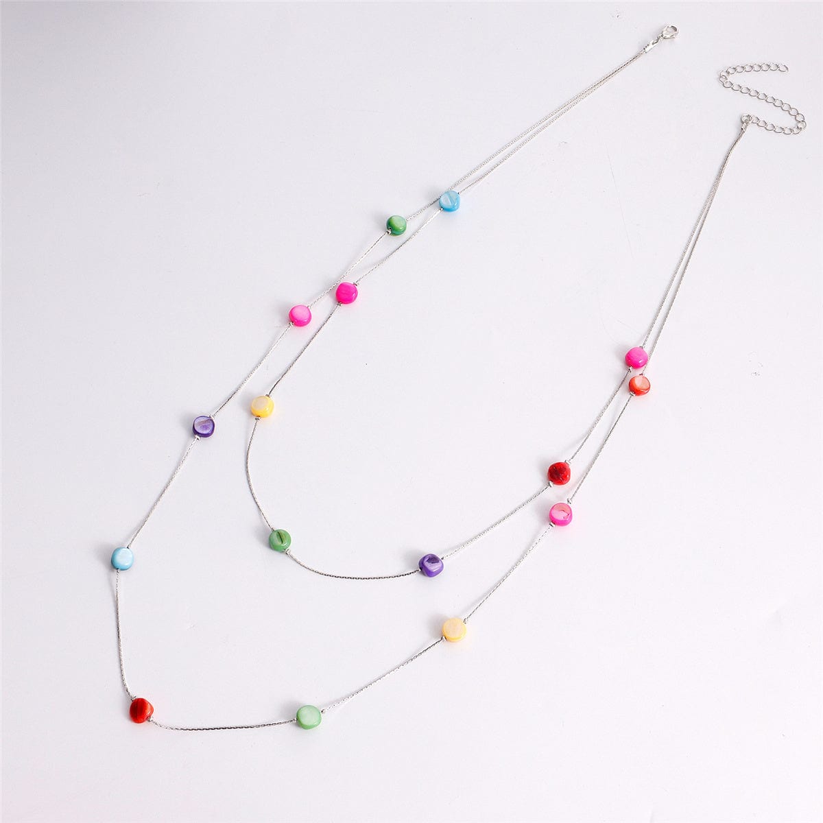 Multicolor Quartz & Silvertone Layered Necklace