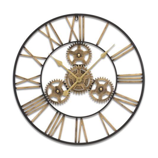 Melrose International Industrial Iron Gears Wall Clock with Roman Numerals 23.75"D