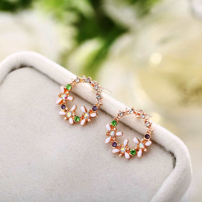 Crystal & Cubic Zirconia Flower Stud Earrings-6