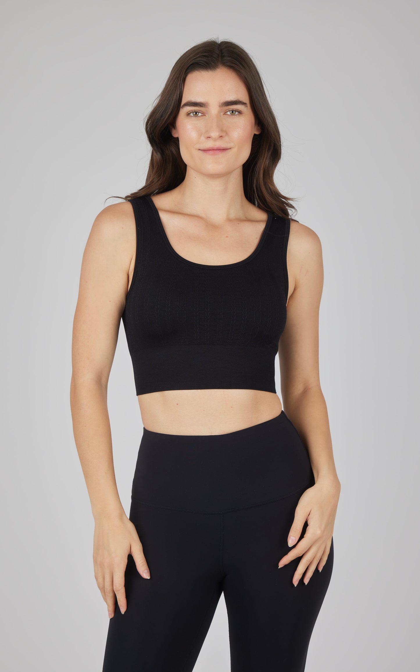2 PK Seamless Cable Knit Texture Bra Top
