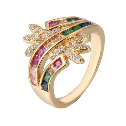 Rainbow Crystal & Cubic Zirconia Crown Ring-1