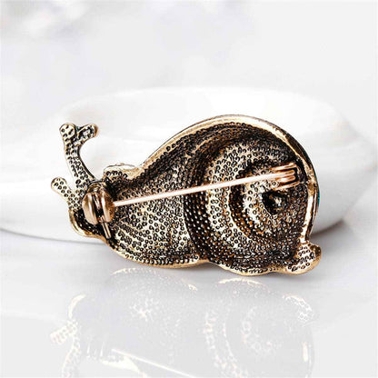Cubic Zirconia & Goldtone Snail Brooch