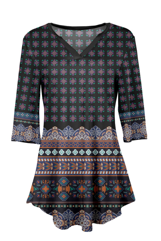 Black Grey Plaid Border Print-
