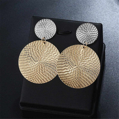 Goldtone & Silvertone Woven Disk Drop Earrings