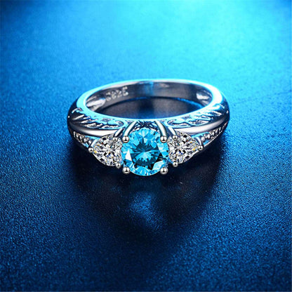 Blue Crystal & Cubic Zirconia Filigree Ring-6
