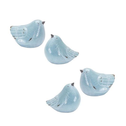 Melrose International Cracked Terra Cotta Bird Figurine with Distressed Finish (Set of 4)
