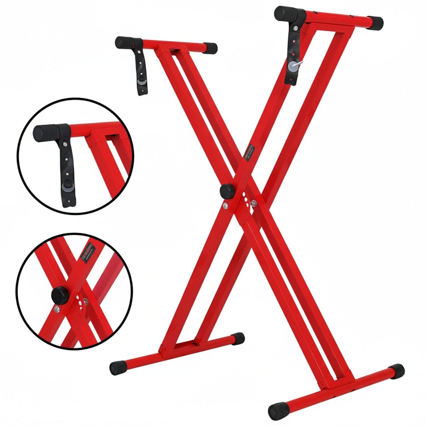 5 Core Keyboard Stand Dual X Shape Adjustable Foldable Portable Key Board Stands W Locking Strap - Red
