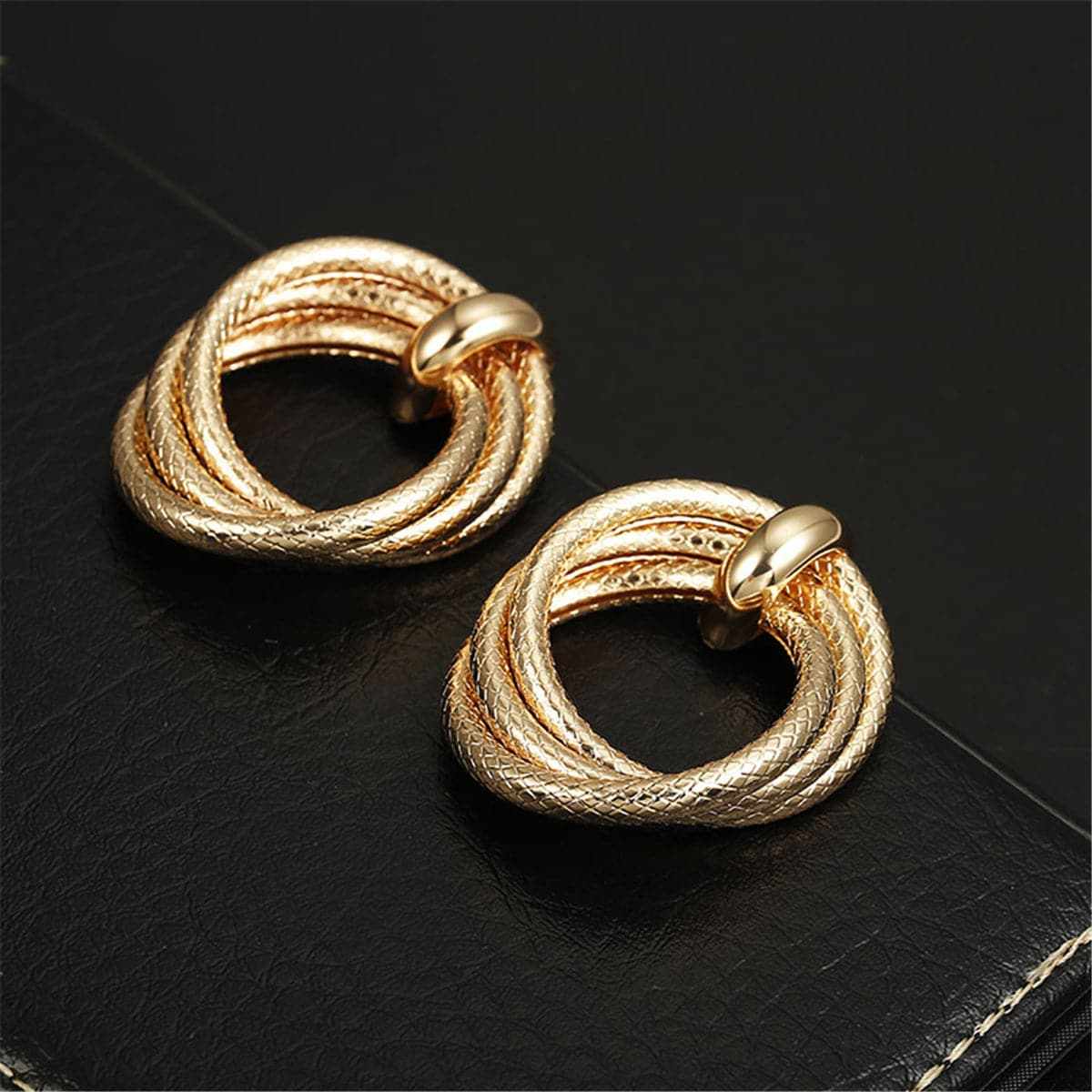 Goldtone Interwoven Hoop Earrings