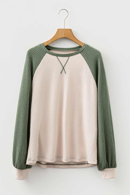 Threaded Pear Peyton Block Raglan Sleeve Top
