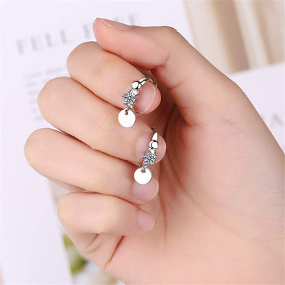 Cubic Zirconia & Silvertone Sequin Huggie Earrings