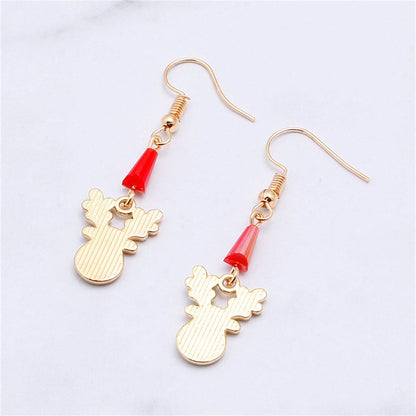 White Enamel & Acrylic Goldtone Reindeer Face Drop Earring
