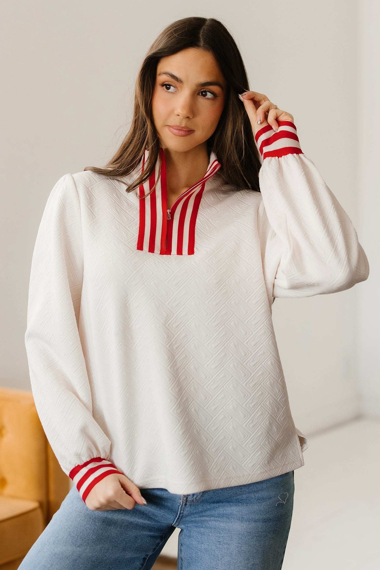 Danna Zipped Collar Pullover Top