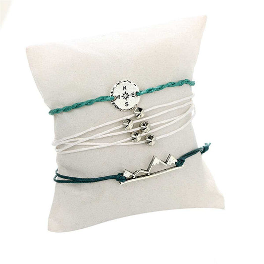 Vibre & Silvertone Mountain Peak Bracelet Set