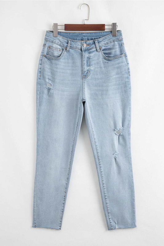 Threaded Pear Kimberly Length Distressed Skinny Jeans