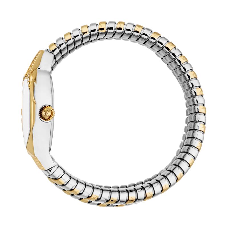 Just CAVALLI Women Watch, Two Tone Silver & Gold Color Case, Silver Dial, Two Tone Silver & Gold Color Metal Bracelet, 2 Hands, 3 Atm