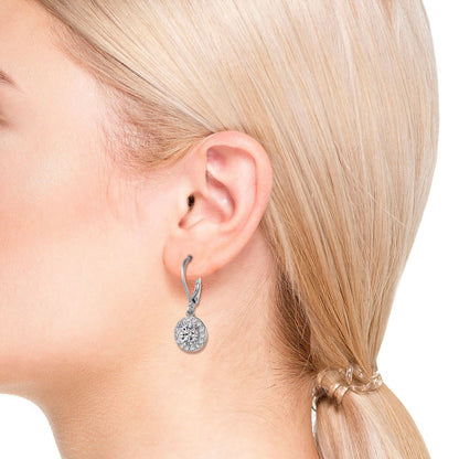 Halo Leverback Dangle Earrings