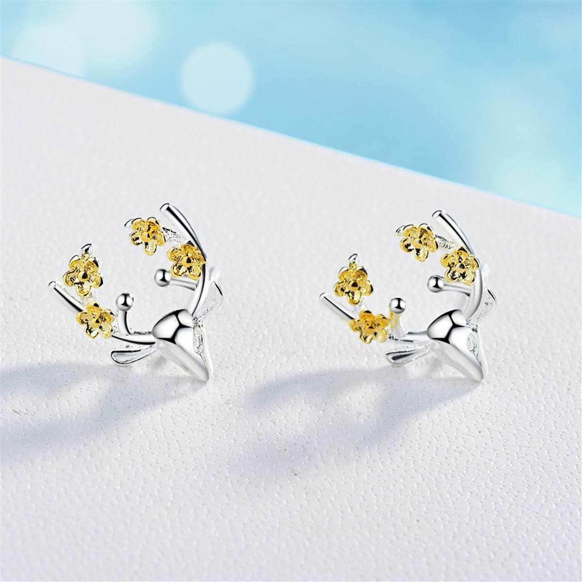 Two Tone Deer Stud Earrings
