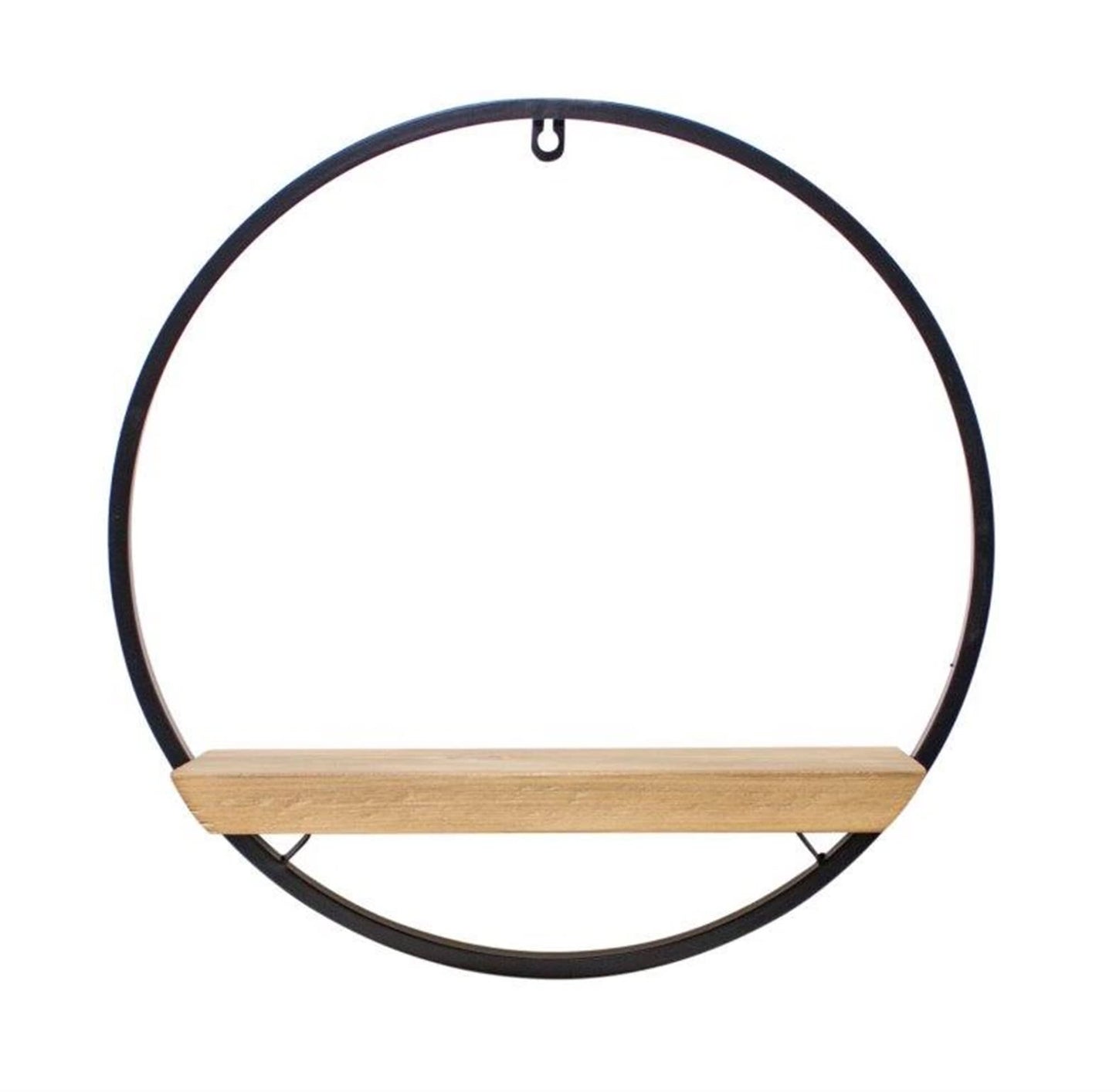 Melrose International Wood Circle Shelf in Metal Frame 17.5"D