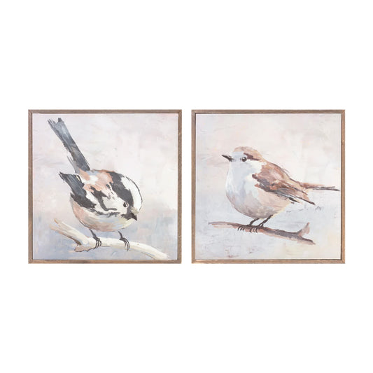 Melrose International Framed Bird Canvas Block (Set of 2)