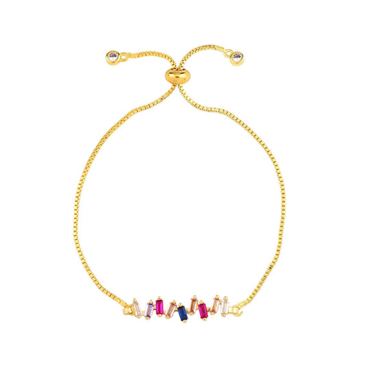 Cubic Zirconia & Goldtone Charm Adjustable Bracelet