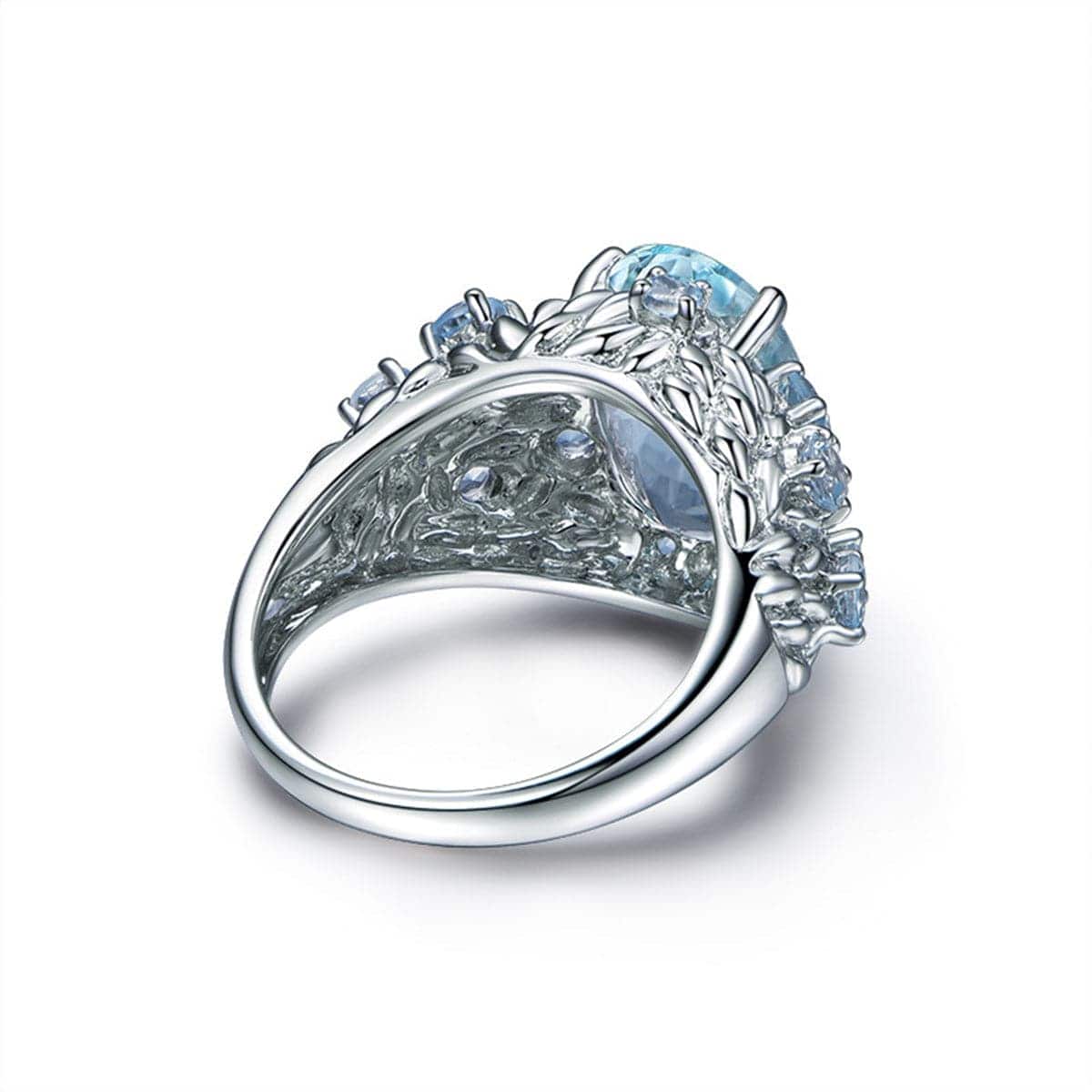 Light Blue Crystal & Cubic Zirconia Prong-Set Ring