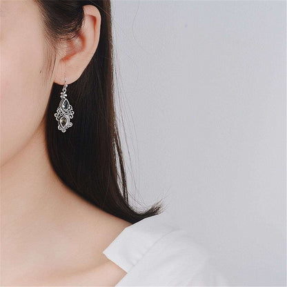 Crystal & Silvertone Double Pear Cut Drop Earrings