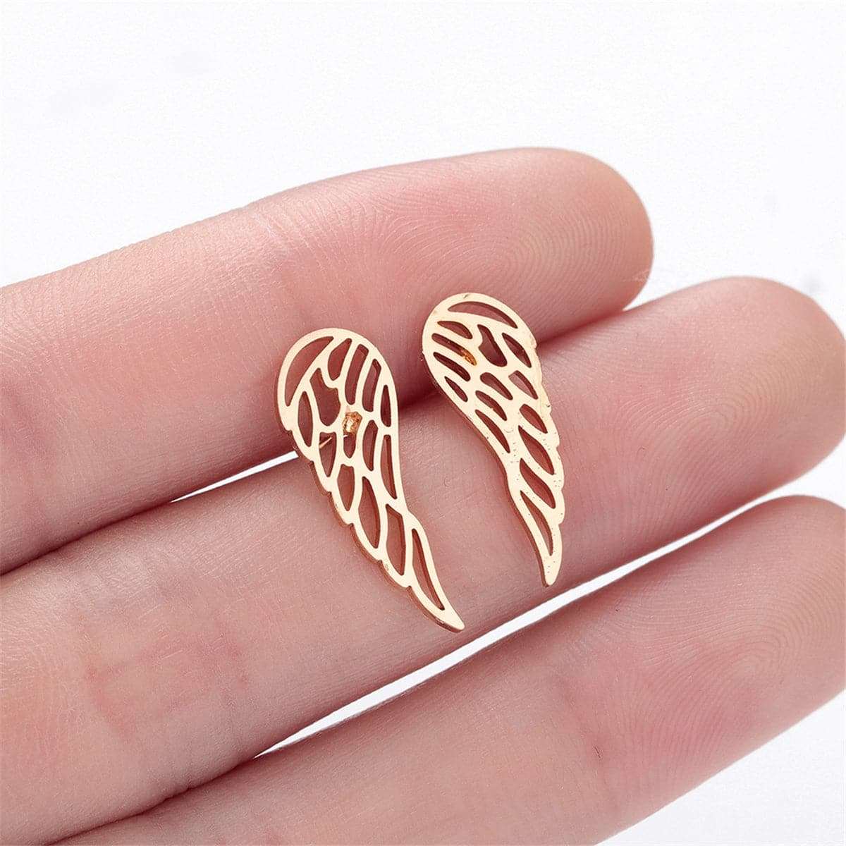 Goldtone Openwork Wing Stud Earrings