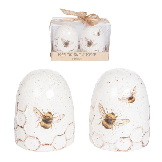 Dolomite Bee Salt and Pepper Shaker Set of 2 Ceramic Shakers for Kitchen Dining Table Decor