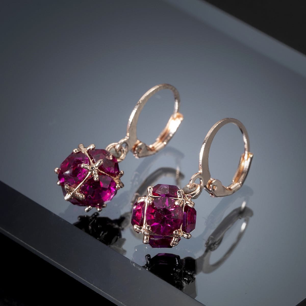 Rose Crystal & Rose Goldtone Drop Earrings