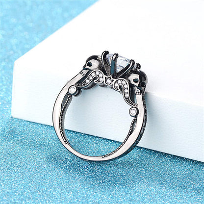 Crystal & Cubic Zirconia Skull Ring-3