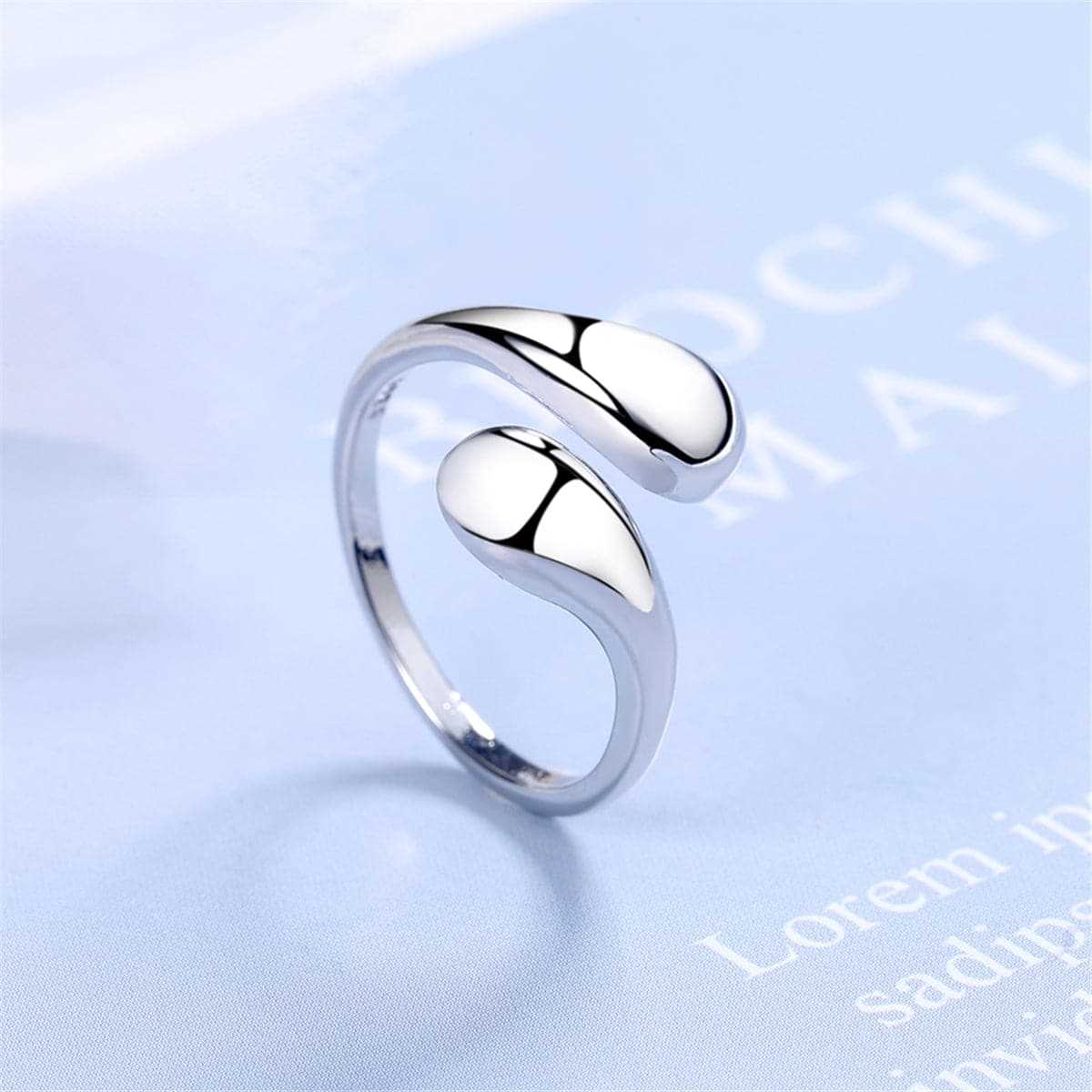 Silvertone Teardrop Bypass Ring