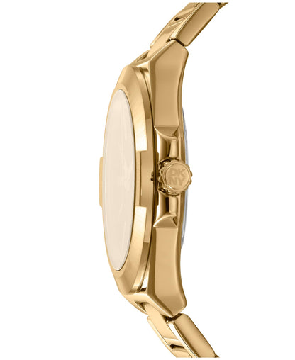 Dkny Men Watch, Gold Color Case, Black Dial, Gold Color Metal Bracelet, 3 Hands Date, 10 Atm-1