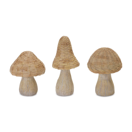 Melrose International Wicker Mushroom Decor (Set of 3)