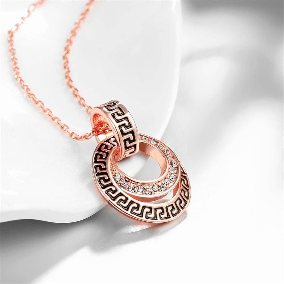 Cubic Zirconias & Rose Goldtone Spiral Pendant Necklace
