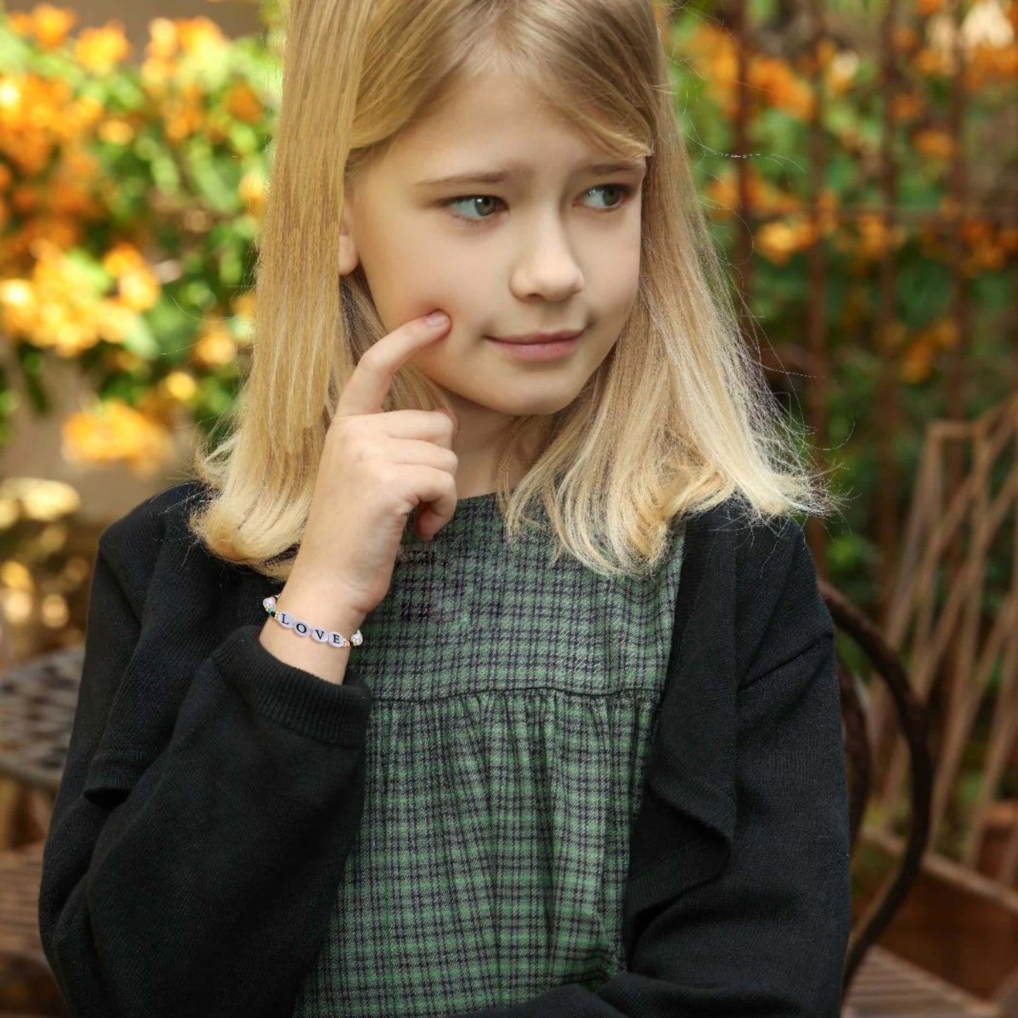 Kids 14k Gold Plated Beads Bracelet with Freshwater Pearls and Love Tag