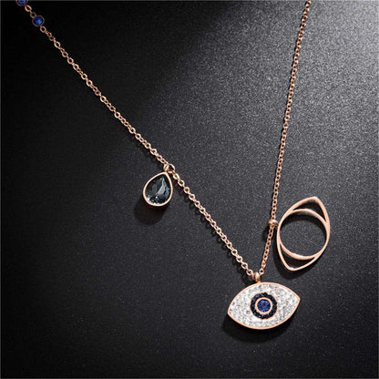 Cubic Zirconia & Rose Goldtone Devil Eye Pendant Necklace