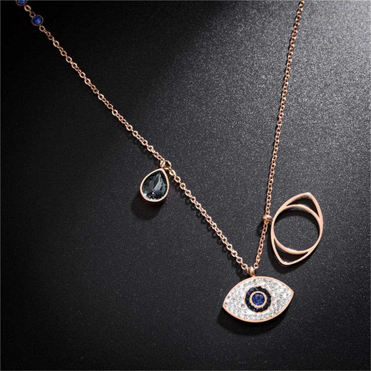 Cubic Zirconia & Rose Goldtone Devil Eye Pendant Necklace