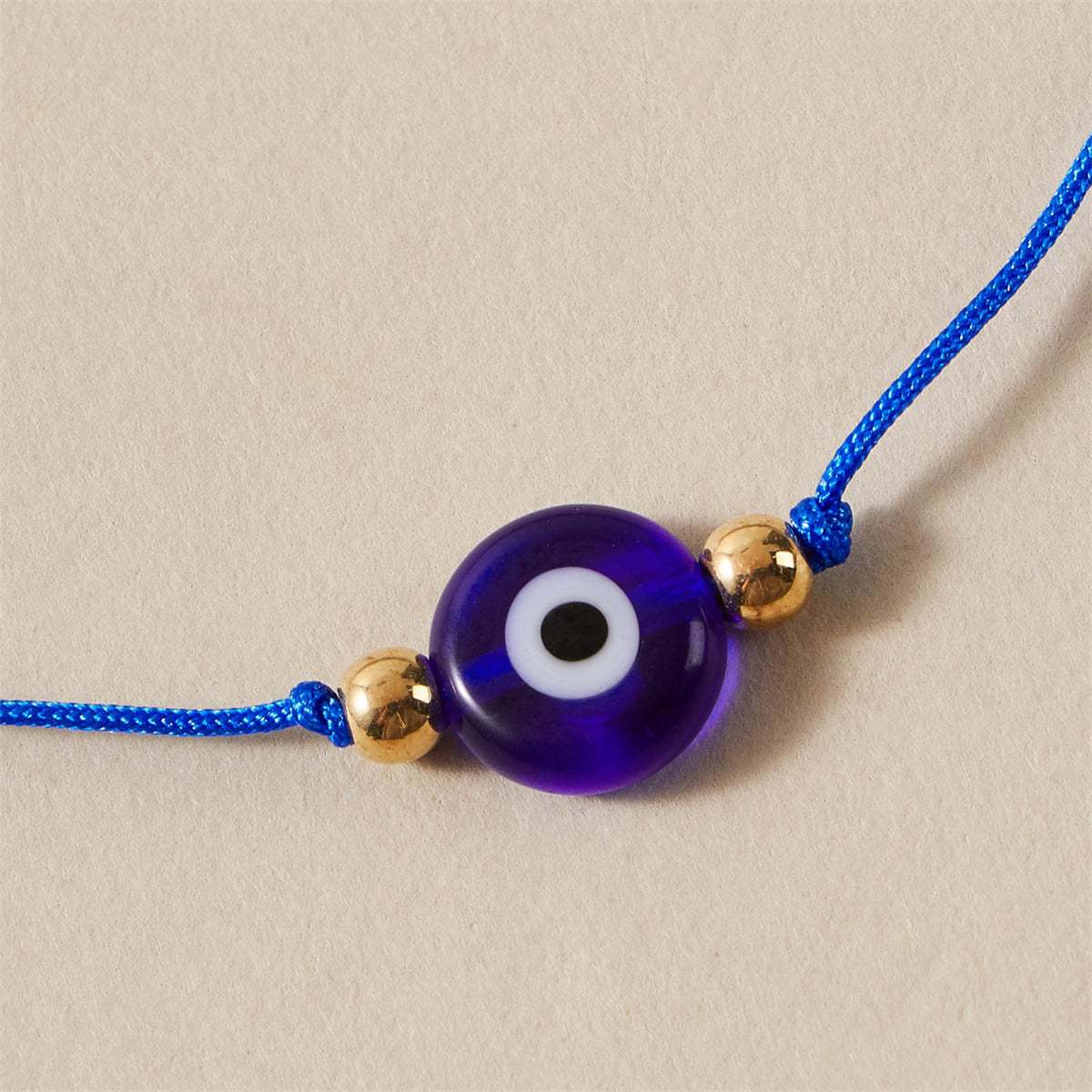 Blue & Goldtone Eye Charm Anklet