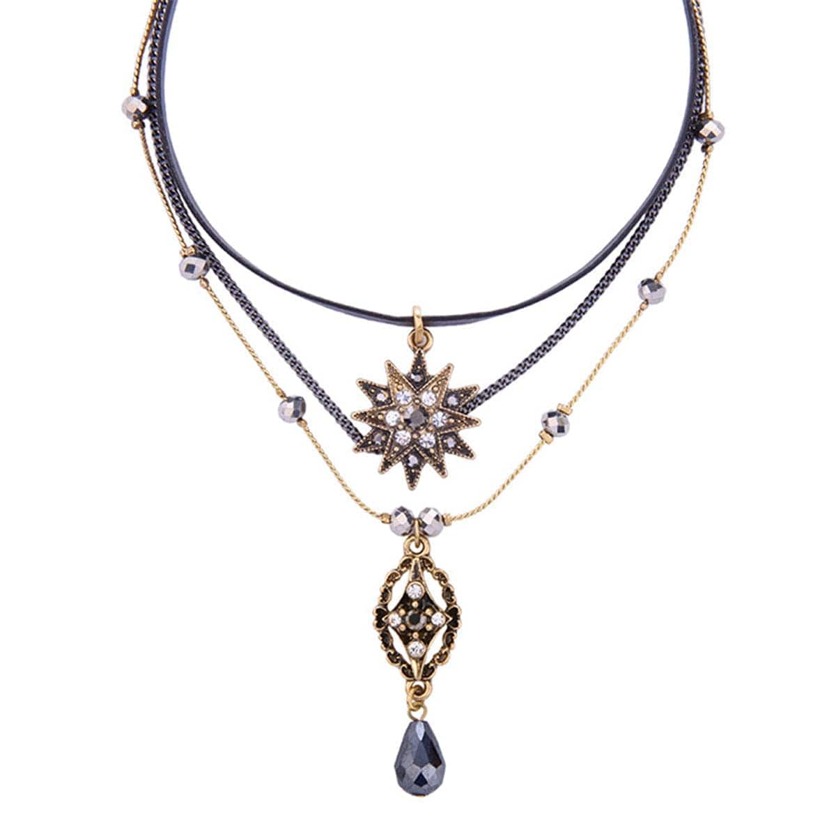 Crystal & Cubic Zirconia Sun Layered Pendant Necklace